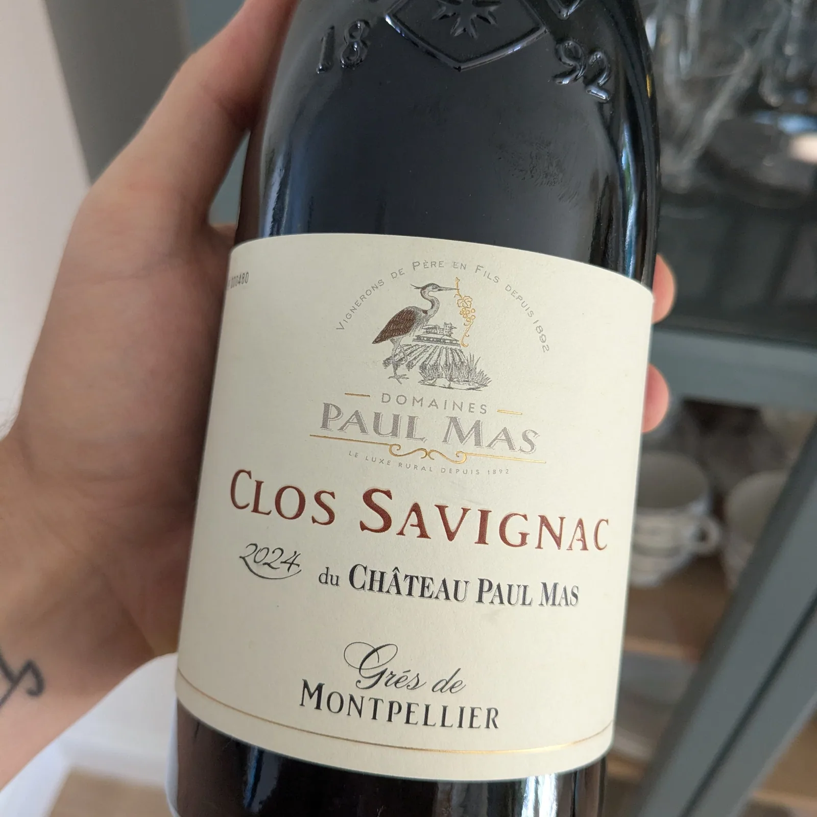 Bouteille de Clos Savignac 2024 du Château Paul Mas, Grés de Montpellier